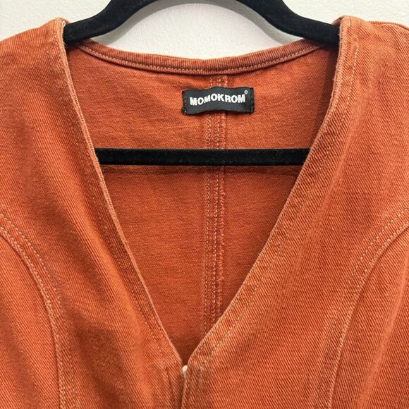 Monokrom Women’s UK 12 Orange Denim Belted Zip Up Romper Swifties Showgirl Us 8 - Picture 3 of 11